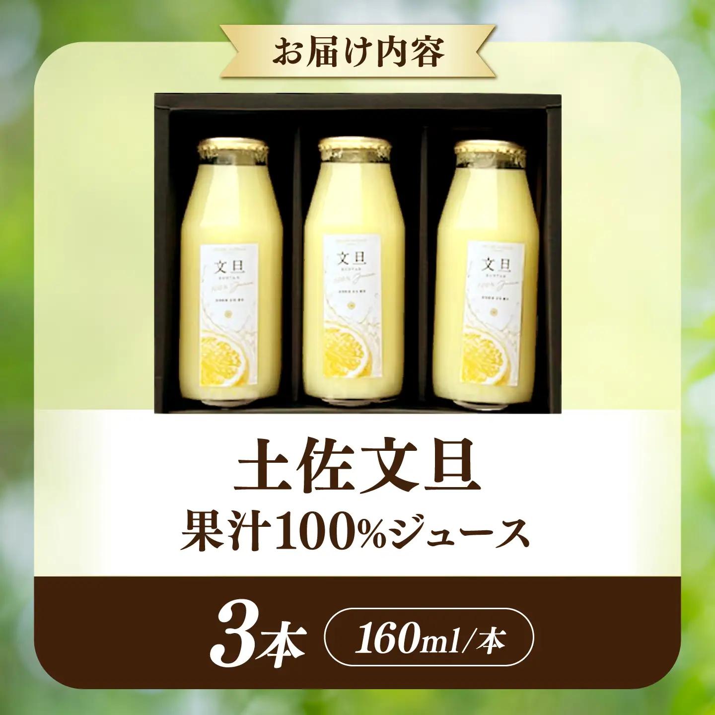 【先行予約】土佐文旦果汁100%ジュース 160ml×3本(計約480ml) ＜2027年6月～発送＞ / ジュース 果汁100% ストレートジュース 無濃縮 ストレート 文旦 ぶんたん ブンタン 土