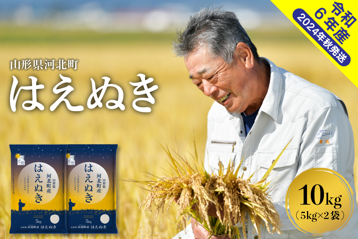 【令和6年産米】2025年3月上旬発送 はえぬき10kg（5kg×2袋） 山形県産【米COMEかほく協同組合】