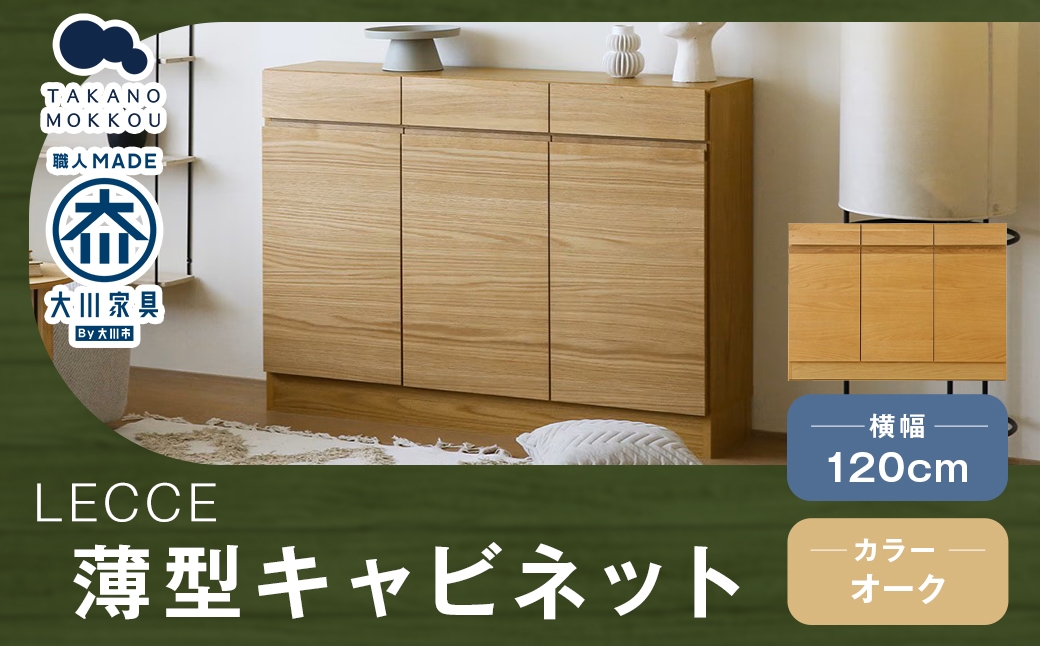 
                  LECCE レッチェ 120薄型キャビネット オーク 【 10年保証 】 キャビネット タンス 戸棚 棚 収納家具 収納 家具 インテリア 木材 木製 ウッド
                
