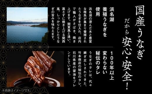 【真空パック】国産うなぎ蒲焼 約200g×3尾 かば焼き タレつき 関西風 小松市 石川県 【株式会社竹本商店】