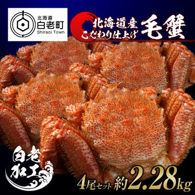 ふるさと納税 白老町 毛蟹 ボイル済み 冷凍 4尾セット 約2.28kg BM045