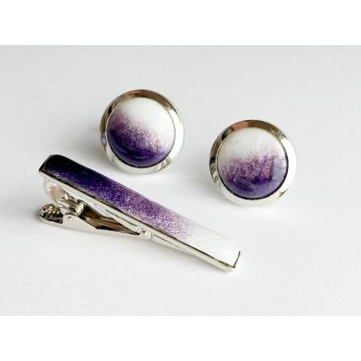 ふるさと納税 津島市 藤色の七宝焼ネクタイピン(長)&カフスセット |  | 02