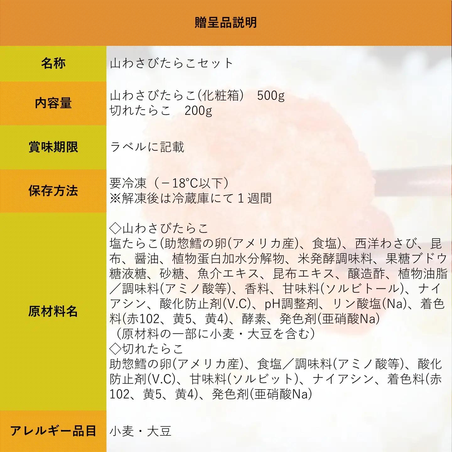 【FN】山わさびたらこセット ～古平町から直送～