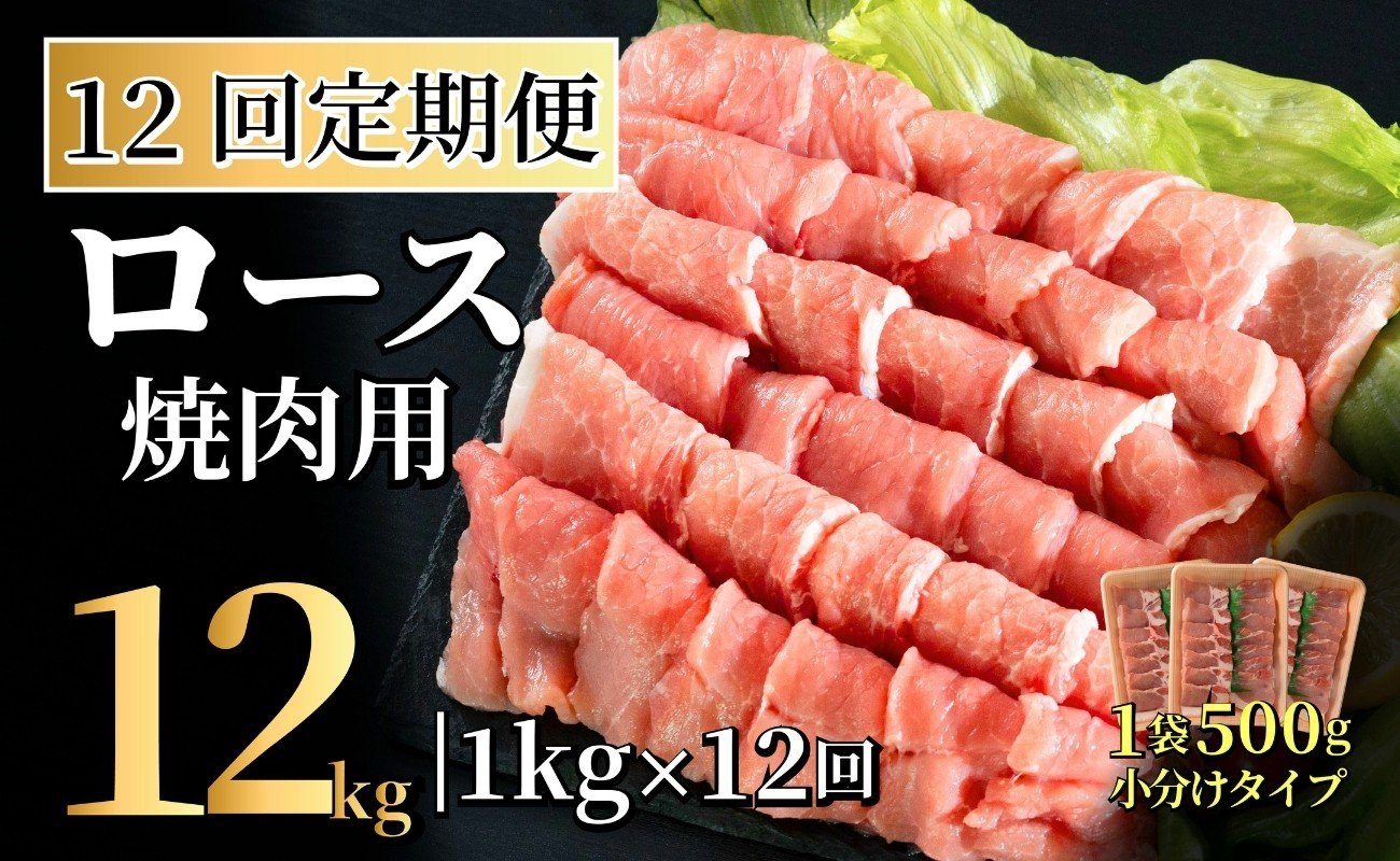 
            B600 《定期便》長崎県産豚 ロース焼肉用計1kg (500g×2)【12回お届け】
          