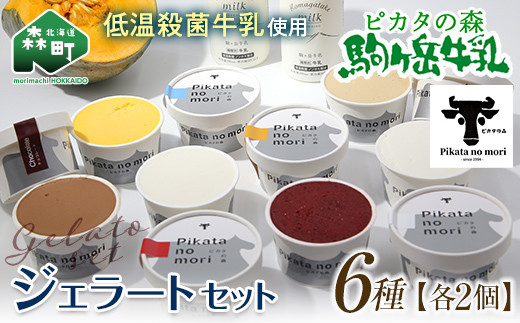 【のし無し】 駒ヶ岳牛乳 ジェラート12個セット（各2個×6種）＜ピカタの森 駒ケ岳牛乳＞ 低温殺菌 ノンホモ牛乳 森町 洋菓子 デザート スイーツ ジェラート アイス 氷菓セット ふるさと納税 北海道 mr1-0503-1