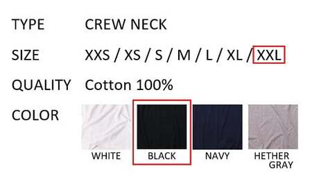 【XXLサイズ】 EIJI T－SHIRT クルーネック ブラック _SM14-7 