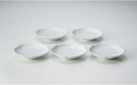 有田焼 白磁花小皿 5枚組【中仙窯】中尾純 伝統工芸 作家 白磁 うつわ 器 皿 小皿 5枚 セット A95-58