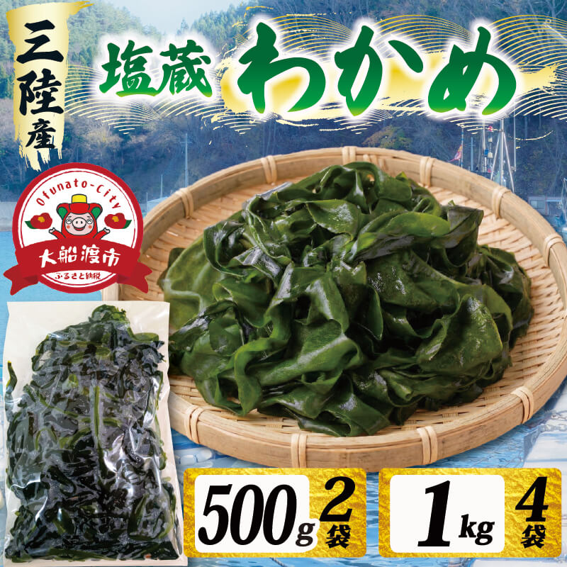 【ふるさと納税】 選べる容量 塩蔵わかめ 500g～1kg わかめ 小分け 若芽 湯通し 海藻 海産物 味噌汁 ごはん 夕飯 おかず しゃぶしゃぶ サラダ お刺身 刺し身 刺身 末崎 三陸 岩手県 国産 大船渡