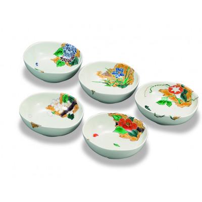 ふるさと納税 能美市 九谷焼　楕円鉢揃　四季の花　宮本晄