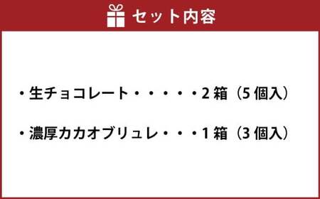 「にっぽんの宝物世界大会2023 日本と海外の融合部門 第2位獲得！」 【世界を変えるカカオ】 生チョコレート ＆ 濃厚カカオブリュレ  生チョコレート2箱　濃厚カカオブリュレ 1箱  ／ チョコレー