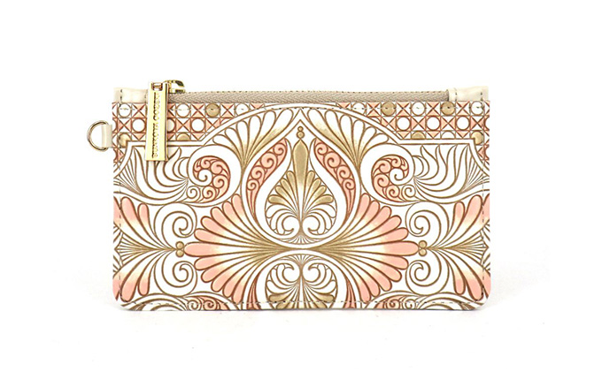 【文庫屋大関】すっきりカードケース　ロカイユ＜ベビーピンク＞【皮革工芸品】