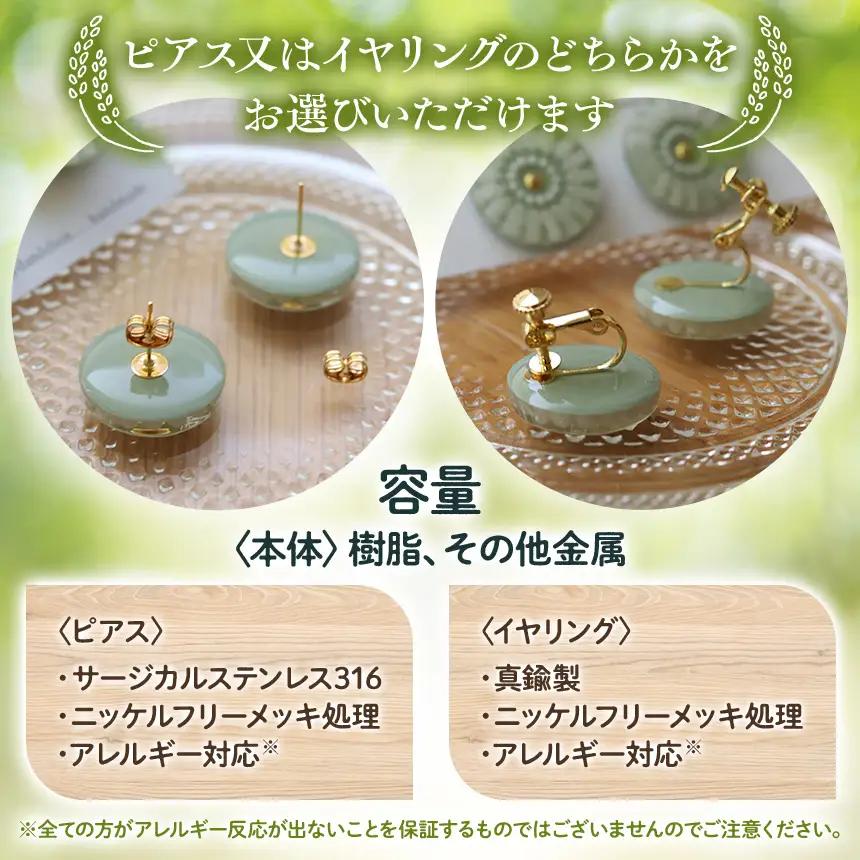 お米 の アクセサリー 【 ピアス 】 グリーン