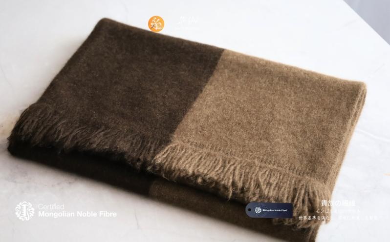 『Noble Fibre』100％ヤク・マフラー ベージュインターシャ G3337