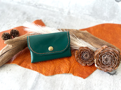 レザー3点セット グリーン (ネームフォルダー、ペンフォルダー、カードケース)｜名刺入れ 文房用品 事務用品 ビジネス 手作り [0186]