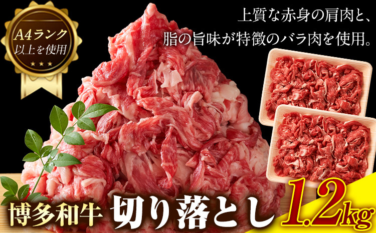 
            博多和牛切り落とし 1.2kg (600ｇ×2パック)《30日以内に出荷予定(土日祝除く)》小竹町 博多和牛 株式会社MEAT PLUS 牛肉 牛肩 バラ A4ランク 以上使用 厳選
          