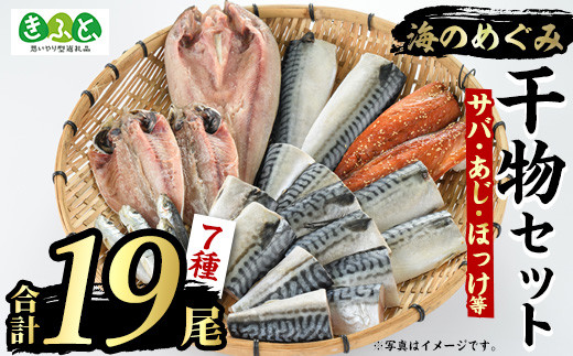 
海のめぐみ干物セット(7種・合計19尾)ひもの さば 鯖 サバ ほっけ あじ アジ 魚介 おかず おつまみ【グローバルフーズ】a-12-123
