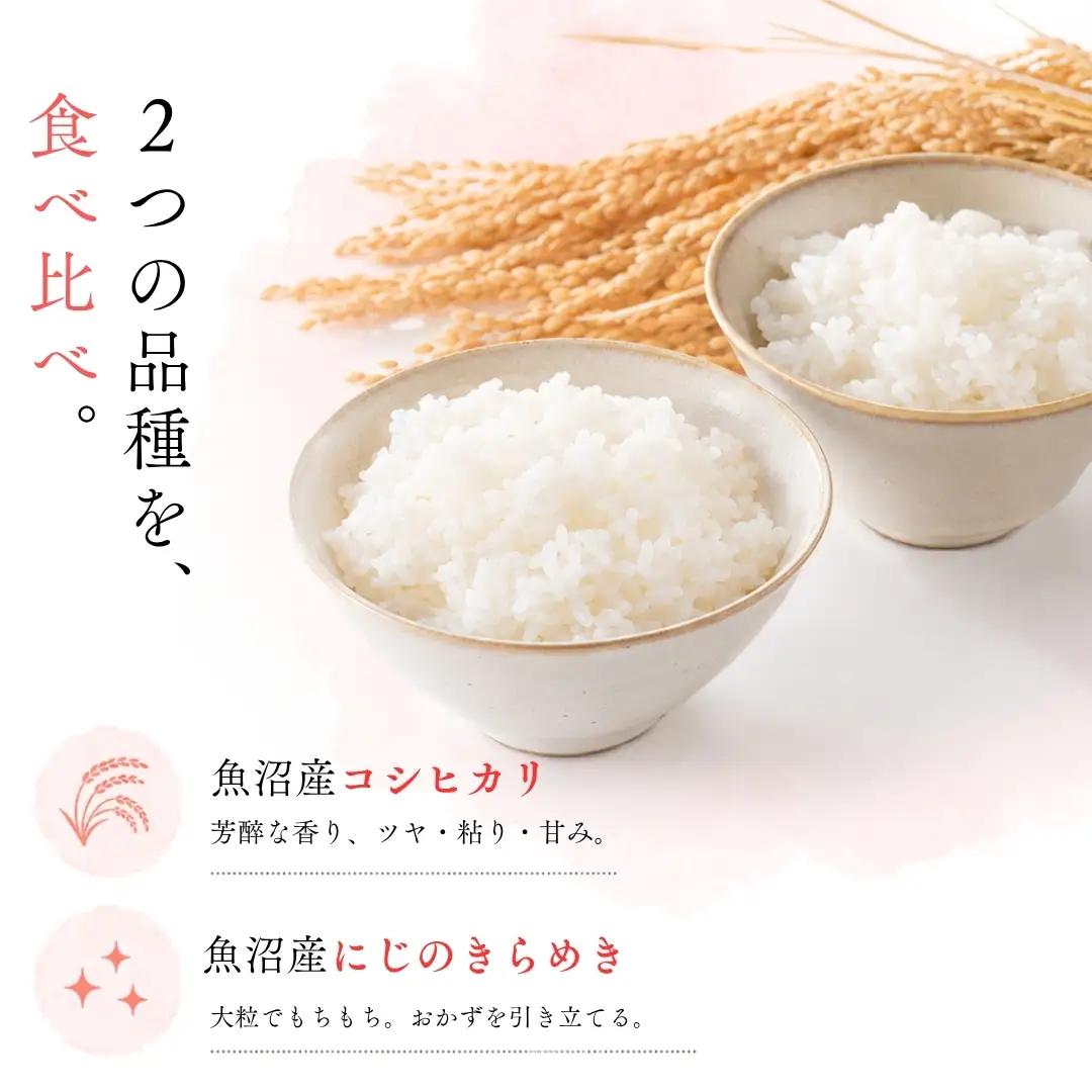 【令和8年産先行予約】【農薬化学肥料５割減】特別栽培米食べ比べ2kgセット・魚沼産コシヒカリ精米1kg（500g×2）・魚沼産にじのきらめき精米1kg（500g×2)| 津南町 にじのきらめき