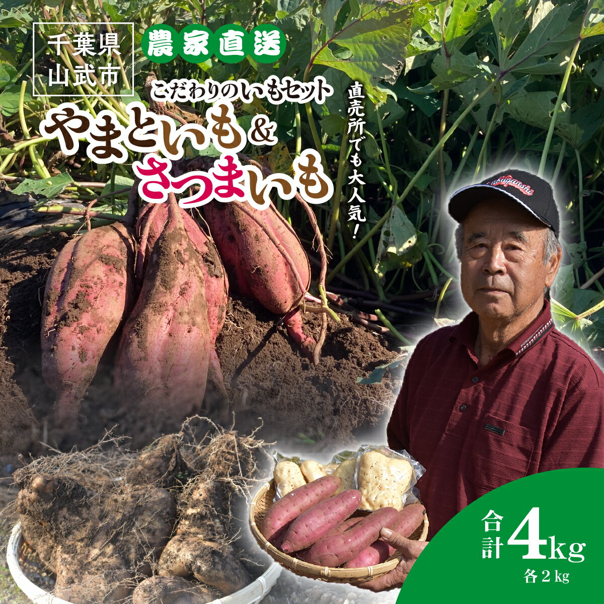 【ふるさと納税】【先行予約】【11月中旬より発送】農家直送! 直売所でも大人気! こだわりのいもセット4kg 大和芋2kg＋さつまいも2kg SMCH002