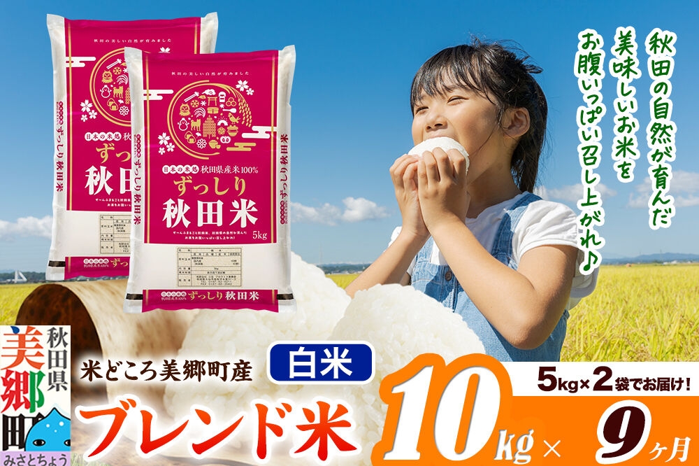 
                  米《定期便9ヶ月》ブレンド米【白米】精米 10kg（5kg×2袋）秋田県美郷町産 [5kg袋 お米 こめ ご飯 ごはん 米どころ 秋田県産 美郷町]
                
