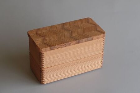 山武杉のお弁当箱　杉綾　小２段　640ml　（320ml×2） ／ふるさと納税 山武杉 天然木 お弁当箱 2段 自然 ぬくもり 杉 ギフト プレゼント 千葉県 山武市 SMP010
