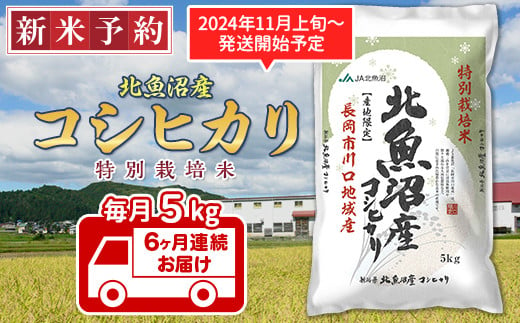 AT05-6【6ヶ月連続お届け】北魚沼産コシヒカリ特別栽培米5kg（長岡川口地域）