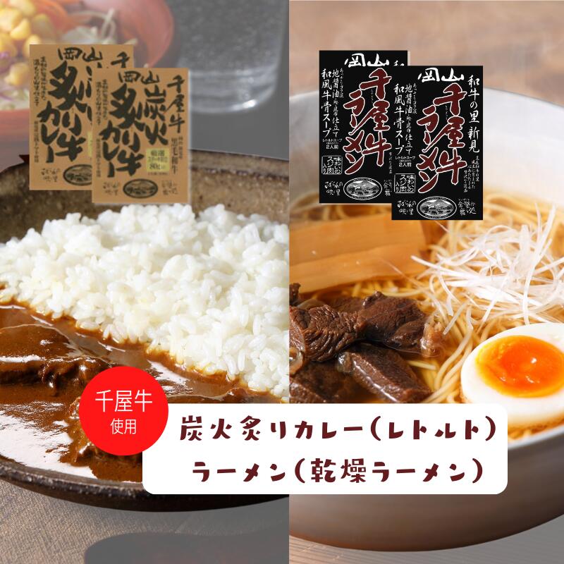 【ふるさと納税】ラーメン 醬油ラーメン カレー 和牛カレーレトルト 4食 2食 セット 千屋牛 和牛 おすすめ 美味しい 人気 レトルト食品 レトルトパウチ A級食材 特産品 キャンプ アウトドア 一人暮らし 常温 贅沢 簡単 手軽 ギフト プレゼント お土産 贈り物