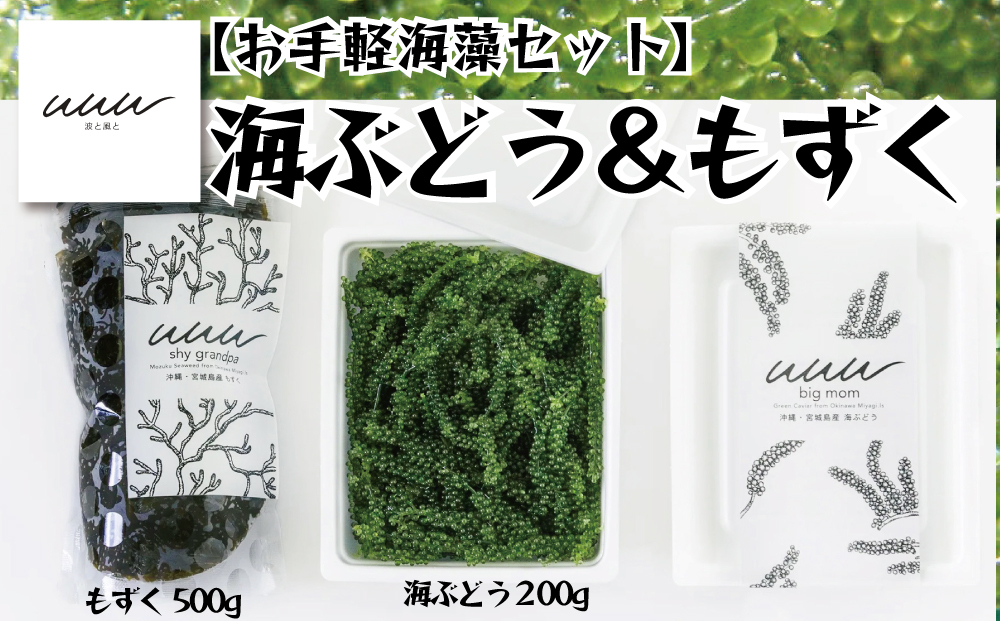 
【お手軽沖縄海藻セット】海ぶどう（200g）＆もずく（500g）【2024年4月より順次発送】
