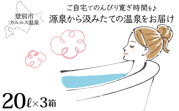 
                  自宅で温泉入浴　登別カルルス温泉 20L×3箱
                
