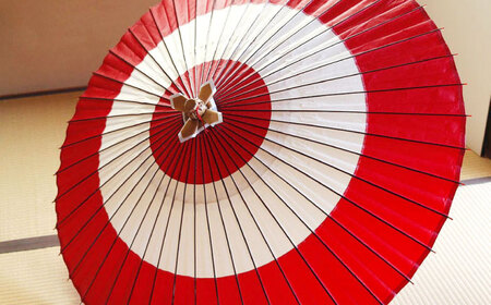【岐阜和傘】蛇の目傘 二つ切（赤）【機械漉き】【美濃和紙】 かさ 雨傘 44本骨 岐阜市 / マルト 藤沢商店 [ANBX007]
