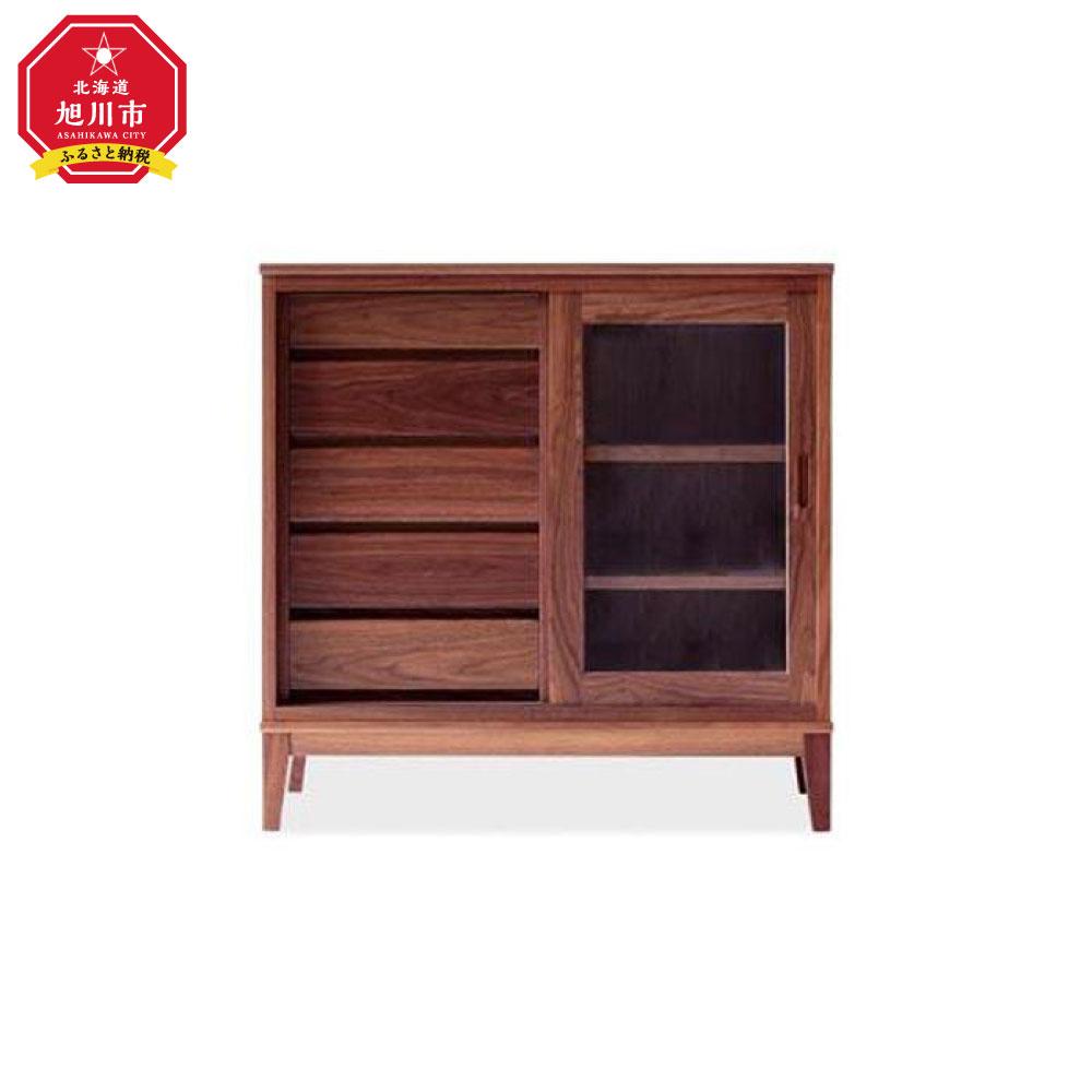 【ふるさと納税】旭川家具 MUKU工房オリジナル ムク キャビネット ウォールナット 【 国産 無垢 インテリア 木製 収納 ナチュラル キャビネット チェスト リビング ダイニング 北海道 】 _03236 | インテリア ファニチャー 人気 おすすめ 送料無料