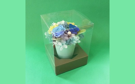 プリザーブドフラワー　ポットアレンジ（ブルー）