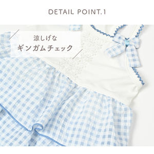 冷感素材ギンガムフリルキャミソール  ホワイト×サックス  涼感 ドッグウェア 【ココアトワ(cocoAtoi)】 Ｌ