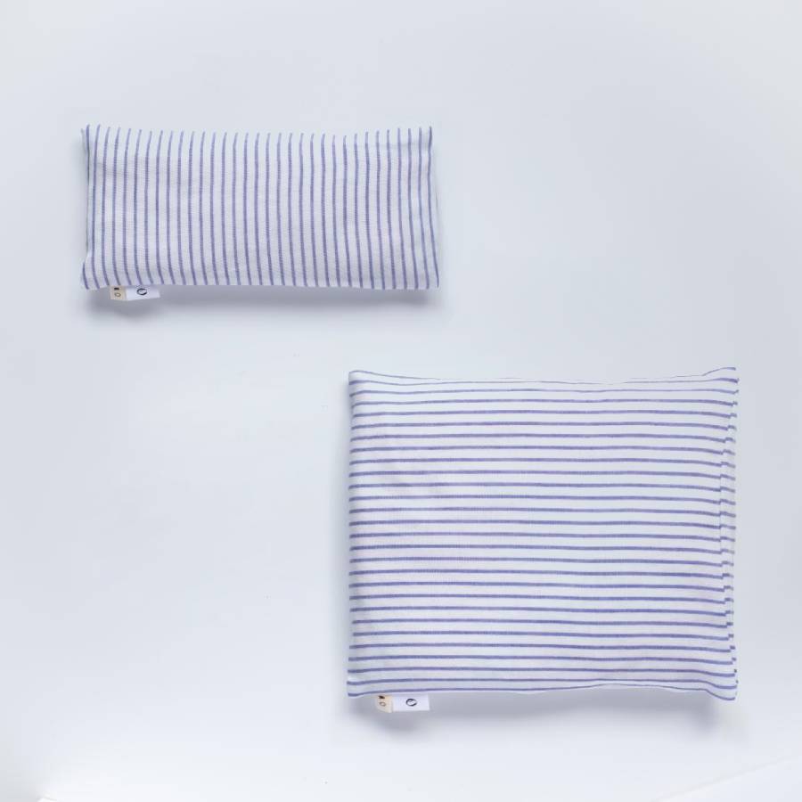 ＜ao×accos＞【目元・大判２点セット】米ぬか玄米カイロ（よもぎ入り）ストライプ