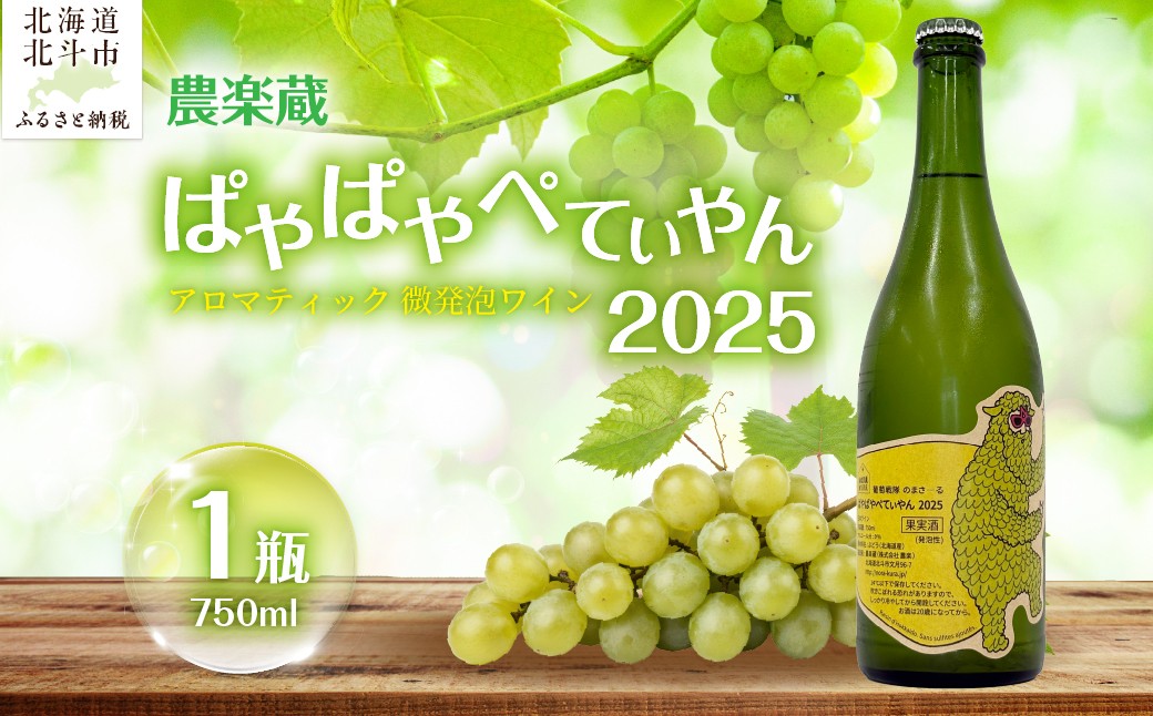 
                  【数量限定】 ぱやぱやぺてぃやん2025  750ml【 ふるさと納税 人気 おすすめ ランキング ワイン わいん 微発砲 お酒 酒 ナイアガラ ぱやぱやぺてぃやん ぶどう 葡萄 北海道 北斗市 送料無料 】 HOKM023
                