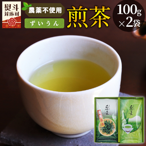 農薬不使用！煎茶 ギフト NO.30 (ずいうん100g×2 計200g) 常磐園 ずいうん 日本茶 緑茶 煎茶 茶葉 お茶 美濃白川茶 農薬不使用栽培茶 春摘み 大容量 岐阜県 東白川村 お取り寄せ 贈答用 プレゼント ギフトセット