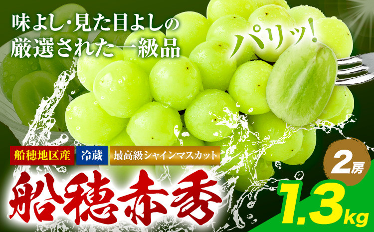 
            最高級 シャインマスカット【2025年先行予約】ぶどう 船穂赤秀 2房 1.3kg 岡山県産《9月上旬-11月中旬頃出荷(土日祝除く)》 ハレノフルーツ マスカット 送料無料 岡山県 浅口市 フルーツ 果物 贈り物 ギフト 国産 岡山県産【配送不可地域あり】
          