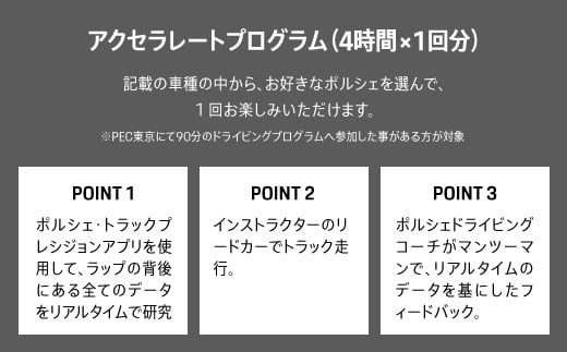 ポルシェ・エクスペリエンスセンター東京　ドライビングエクスペリエンス　回数券（90分のプログラム×7回＋アクセラレートプログラム（4時間）×1回） ふるさと納税 ポルシェ ドライビング体験 高級車 ス