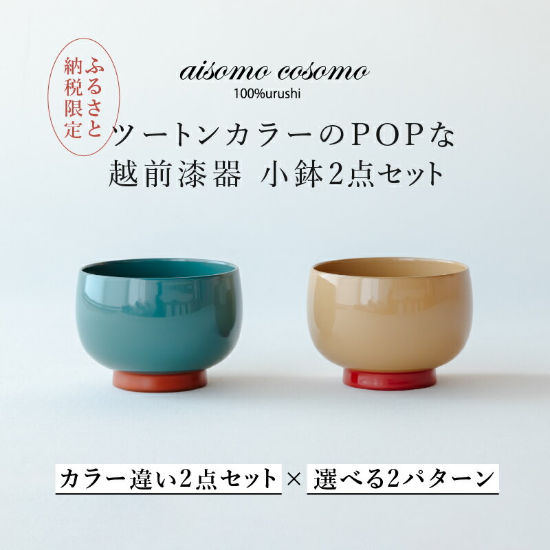 【ふるさと納税】【ふるさと納税限定】【選べるセット】aisomo cosomo 小鉢2点セット ツートンカラーのPOPな越前漆器＜100%天然漆＞【老舗塗師屋創業230年】[C-03818] / 漆器 木合 漆塗り 本漆 食器 和食器 お椀 セット ペア小鉢 日本製 おしゃれ 正月 年末年始 老舗 漆塗