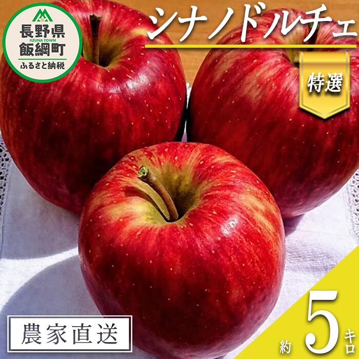 【ふるさと納税】 りんご シナノドルチェ 特選 5kg やまじゅうファーム 沖縄県への配送不可 令和7年度収穫分 信州の環境にやさしい農産物 減農薬栽培 長野県 飯綱町 【 信州 果物 フルーツ リンゴ 林檎 長野 18000円 】発送時期：2025年9月中旬～2025年10月上旬{***}