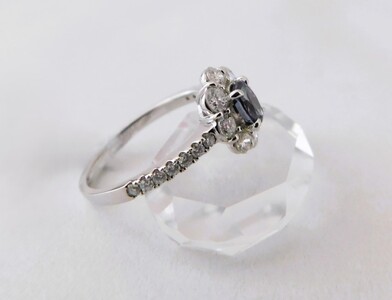 【一点もの】アレキサンドライト（0.43ct）ダイヤモンドプラチナリング　J10　K06084-H