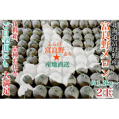 
                  ＜2026年発送＞富良野メロン(赤肉)化粧箱と品種お任せ約1.6kg～2玉入【1405315】
                