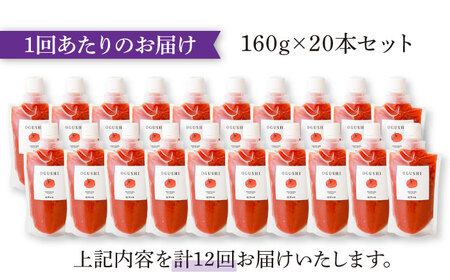 【12回定期便】小串トマトの濃厚150％ﾋﾟｭｰﾚ「OGUSHI」20本ｾｯﾄ【草加家】[OBH016]