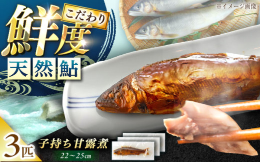 子持ち天然あゆの甘露煮 22〜25センチ 3匹セット / あゆ 天然 鮎 甘露煮 / 恵那市 / 恵那物産館 [AUFS004]