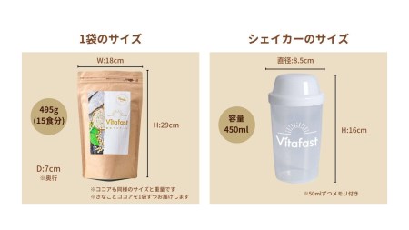 Vitafast 乳酸菌プロテイン きなこ味&ココア味  各1袋  シェイカー1個付き