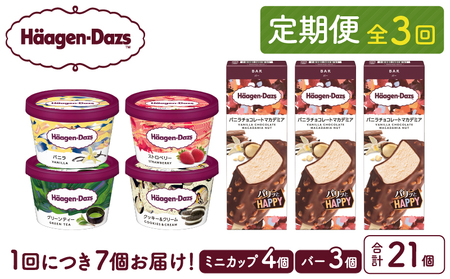 ＜全3回定期便・連続＞ハーゲンダッツ『ミニカップ＆バーセット(合計21個)』アイスクリーム アイス スイーツ デザート_H0016-172