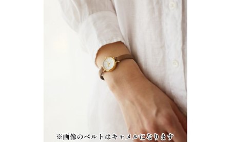 すみだ北斎美術館オリジナル 北斎 新形小紋帳 輪ちがい麻の葉 腕時計レディース ゴールド 白