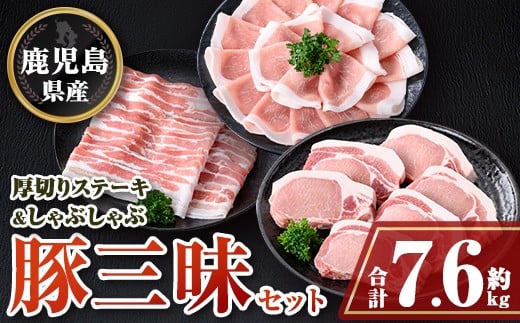 
            D05041 鹿児島県産豚厚切りステーキ&しゃぶしゃぶ三昧セット(合計約7.6kg) 鹿児島 豚ロース ステーキ 豚バラ トンテキ とんかつ トンカツ しゃぶしゃぶ【大将食品】
          
