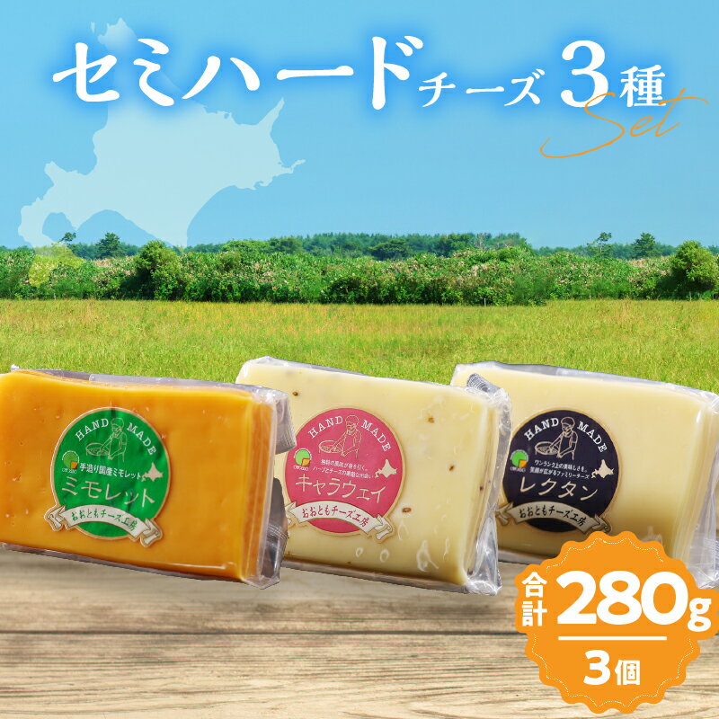 【ふるさと納税】おおともチーズ工房 熟成の旨味を堪能!! 熟成 セミハード チーズ 3種 セット 北海道 国産 加工品 乳製品 食品 万能 料理 ワイン おつまみ おやつ パン グラタン ピザ おすすめ レクタン キャラウェイ ミモレット ギフト 贈り物 冷蔵 浜中町 送料無料