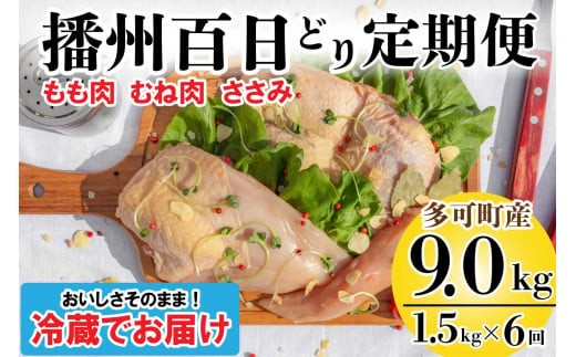 
播州百日どり 正肉セット ６回 定期便[835] 鶏肉 もも肉 むね肉 ささみ 冷蔵
