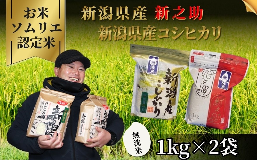 
                  【先行予約】令和8年産【お米ソムリエのお米】食べ比べ無洗米セット 2kg（コシヒカリ1kg、新之助1kg）新潟県 五泉市 エバーグリーン農場
                